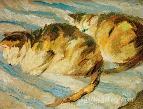 Two grey cats (cat study II) by Franz Marc paintings reproduction